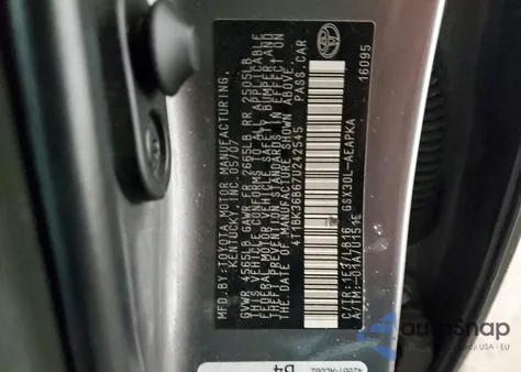 2007 Toyota Avalon Xl z USA, uszkodzony, nr VIN 4T1BK36B67U242545